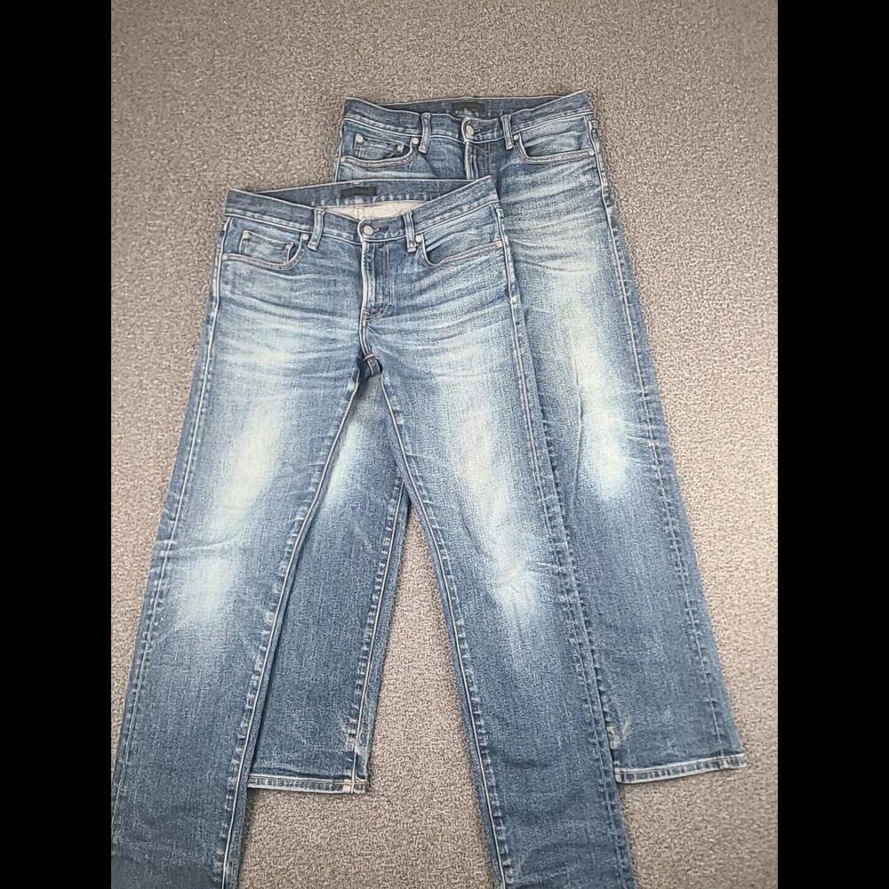 Uniqlo Selvedge Jeans Men 31x32 Slim Straight Low Japanese Kaihara Fabric 2 Pair